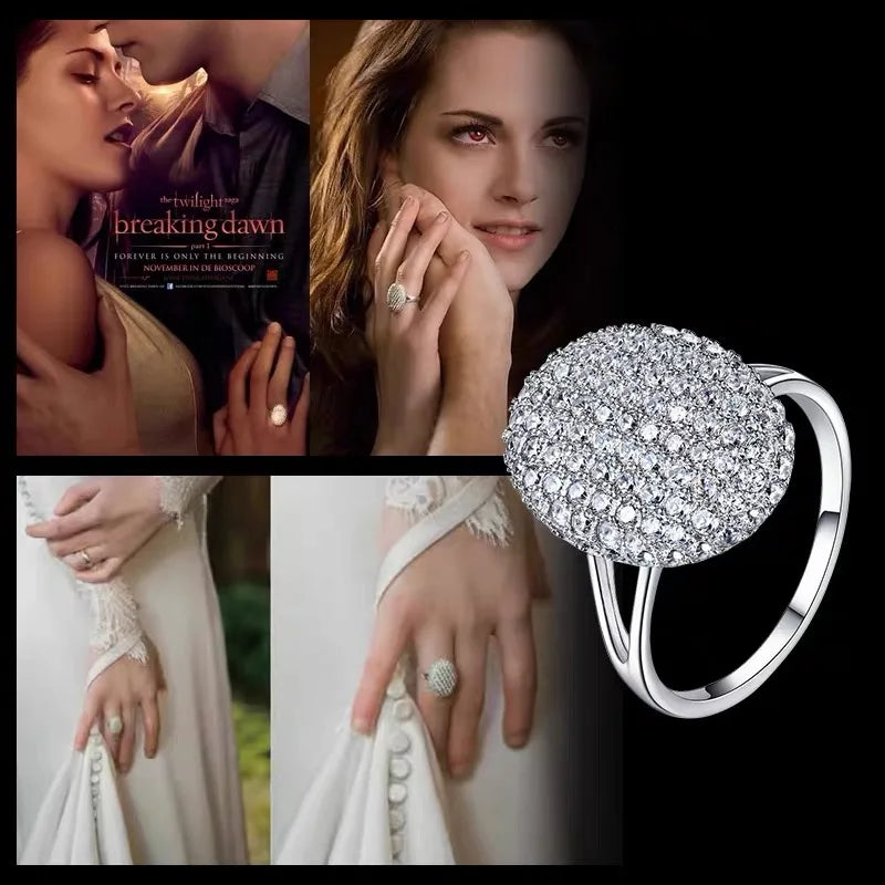 Great Sale S925 Sterling Silver Set With Diamond Twilight Breaking Dawn Bella Engagement Wedding Ring Fashion Jewelry Gift