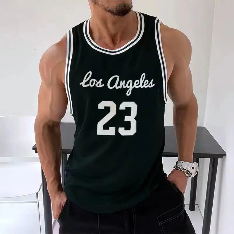 American Vest Men's Jersey Sleeveless T-shirt Men's Retro Basketball Jersey Training Fitness Sports Vest Top Quick Dry