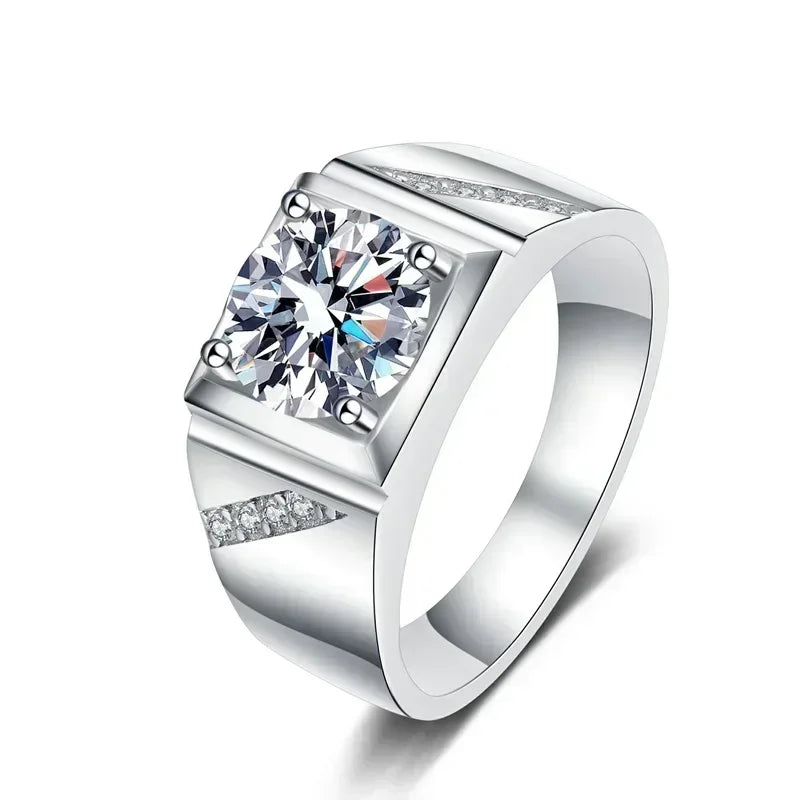 Elegant Design 1/2 Carat Moissanite Diamond Pronged ring Mens, PT950 Platinum Luxury Quality Daily Simple Ring Atmosphere Gift