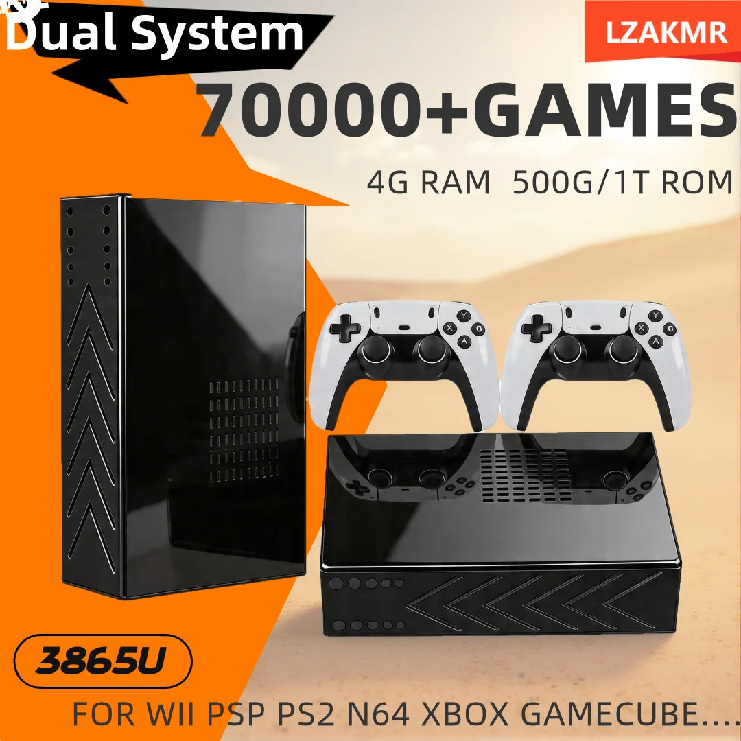 Retro Video Game Console R3 PRO Batocera System 500GB 3865U 70000+Games For Wii PS2 PSP Saturn GameCube N64 Wireless handle