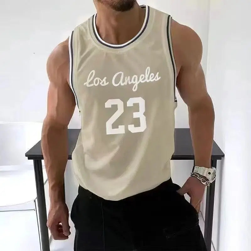 American Vest Men's Jersey Sleeveless T-shirt Men's Retro Basketball Jersey Training Fitness Sports Vest Top Quick Dry