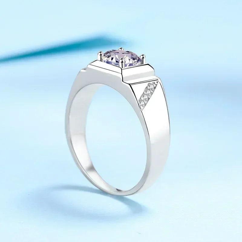 Elegant Design 1/2 Carat Moissanite Diamond Pronged ring Mens, PT950 Platinum Luxury Quality Daily Simple Ring Atmosphere Gift